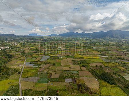 Farmland And Farm Fields In The Countryside Of Sumatra. Berastagi, Indonesia.