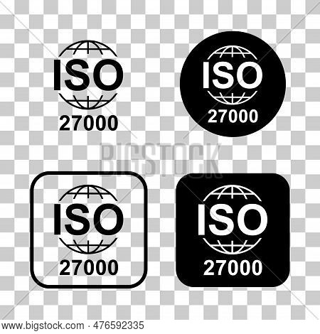 Iso 27000 Icon. Information Security Management System. Standard Quality Symbol. Vector Button Sign 