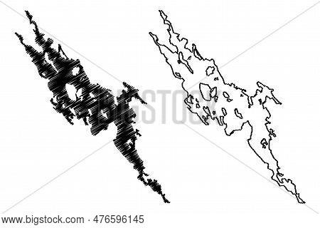 Lake Pielinen (republic Of Finland) Map Vector Illustration, Scribble Sketch Pielisjärvi Or Pielisja