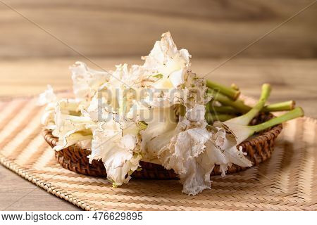 Thai Edible Flowers (dolichandrone Serrulata) From Organic Local Farmers Market In Northern Of Thail