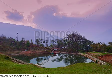 Sunset Sky Over Chayatal Or Chaya Taal, West Sikkim, India, Nature, Silence And Peace. Famous For Re