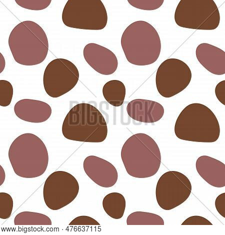 Abstract Seamless Pattern With Brown Spots. Vector Doodle Illustration On White Background. Spots Fo