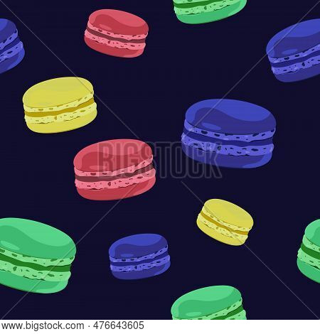 Macaroon Seamless Pattern. Dessert Print. Wrapping Paper For Confectionery, Shops And Markets. Packa