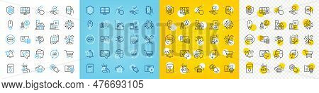 Vector Icons Set Of Music Phone, Touchscreen Gesture And Inventory Cart Line Icons Pack For Web With