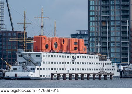 Amsterdam, The Netherlands - 8 September 2022: The Botel Was A River Cruiser, That Was Converted Int