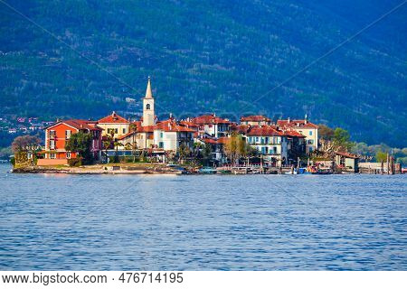 Isola Dei Pescatori Near The Stresa Town  Panoramic View. Isola Dei Pescatori Or Fishermens Island I