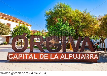 Orgiva, Spain - October 21, 2021: Orgiva City Sign. Orgiva Is A Town In The Alpujarras Area In The P
