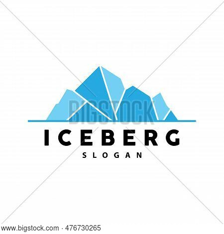 Iceberg Logo, Antarctic Mountains Vector In Ice Blue Color, Nature Design, Product Brand Illustratio
