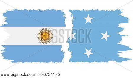 Federated States Of Micronesia And Argentina Grunge Flags Connection, Vector