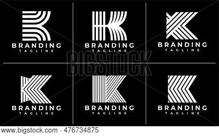 Luxury Geometric Line Initial K Logo Design Bundle. Minimal Letter K Logo Brand.