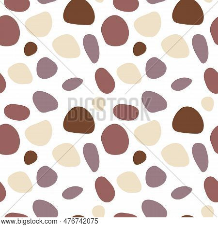 Abstract Seamless Pattern With Brown Spots. Vector Doodle Illustration On White Background. Spots Fo