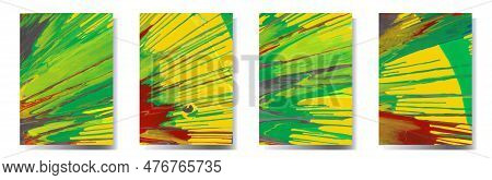 Abstract Vertical Social Media Posters Set. Acryl Painting Dinamic And Vibrant Strokes Inspired By P