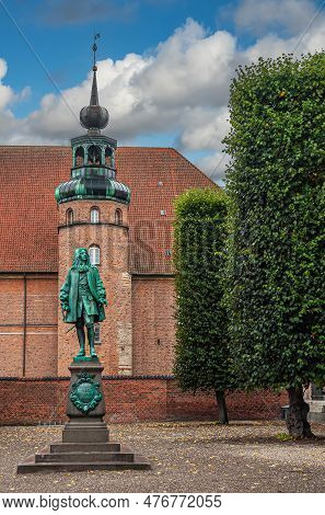 Copenhagen, Denmark - September 14, 2010: Peder Griffenfeld By Carl Martin-hansen Green Bronze Statu