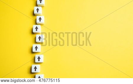 Chain Of Arrows And Space For Text. Pave Your Way. Move Forward. Step By Step. Set A Target And Find
