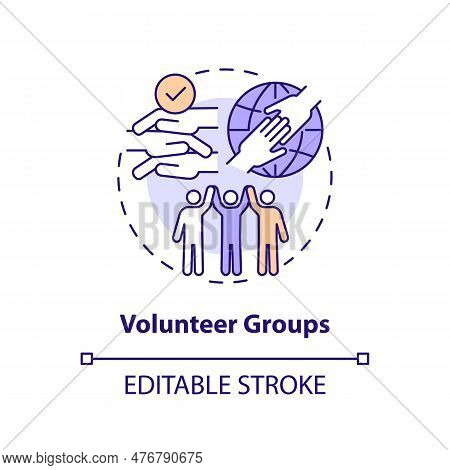 Volunteer Groups Concept Icon. Community Help. Non Profit. Get Involved. Charity Work. Common Goal. 