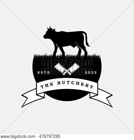 Butcher Logo Vector With Slogan Template