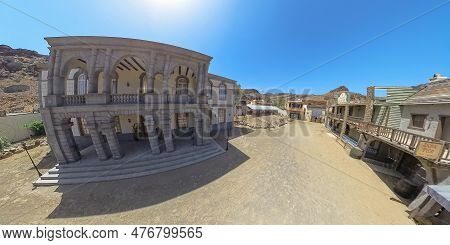 Sioux City Park, Gran Canaria - April 2023: Aerial View Of Western Amusement Park Sioux City In Gran