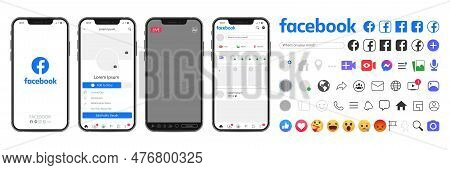 Facebook Symbols, Profile. Facebook Template Frame. Facebook Mockup. Emoticon Buttons. Emoji Reactio