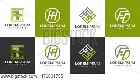 Modern Line Letter F H Fh Logo Design Template. Minimalist Initial Fh Hf Logo.