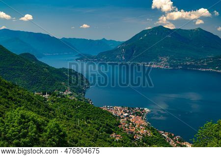 Panorama Of Lake Como, Photographed From Vendrogno, With The Mountains, Punta Balbianello, And The C