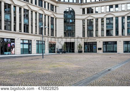 Auderghem, Brussels Capital Region, Belgium - April 29, 2023 - Facade And Square Of The City Hall