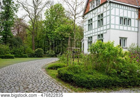 Uccle, Brussels Capital Region, Belgium - May 10, 2023 - Facade And Garden Of The Fond Roy Vronerode