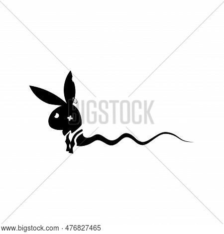 Comic Drawing Of A Funny Spermatozoon Cell. Drawing For A T-shirt, Tattoo, Etc.
