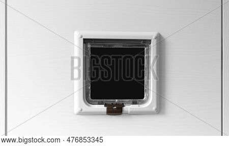 Pet Door, Cat Hatch, A Flap Is Built Into The Door Of The Apartment For The Passage Of Pets, Cats.