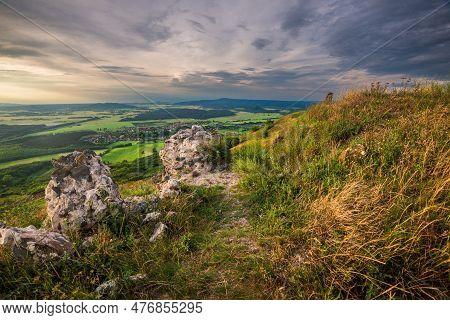 View From Csobanc In Balaton Highlands At The Sunset Time, Hungary.