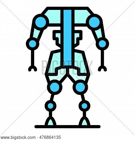 Body Tech Icon Outline Vector. Exoskeleton Suit. Artificial Man Color Flat