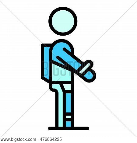 Worker Exosuit Icon Outline Vector. Exoskeleton Suit. Robot Man Color Flat