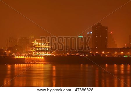Orange Chau Tau At Night, Changsha City, Hunan Province, China
