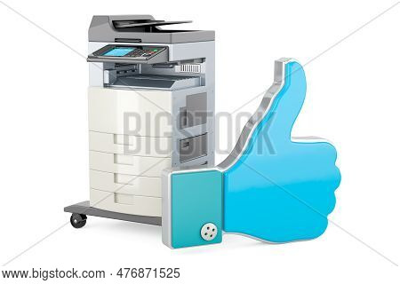 Office Multifunction Printer Mfp With Like Icon. 3d Rendering Isolated On White Background
