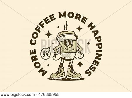 Mascot Character Illustration Design Of A Cup Of Coffee In A Cocky Style