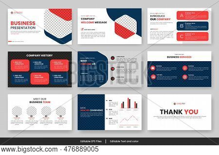Vector  Business  Presentation Slides Template Red Color Design Minimalist Business Layout Template 