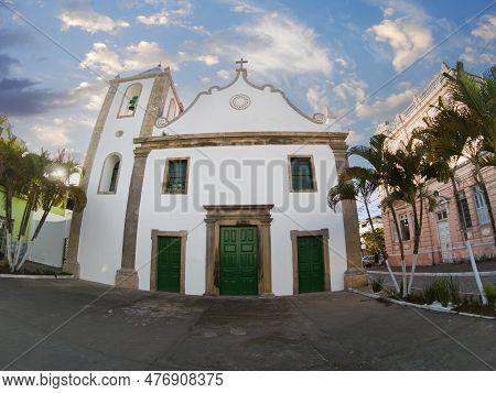 Ilheus, Bahia / Brazil - May 27, 2023. View Of Sao Jorge Mother Church In The City Of Ilheus In Sout