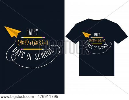 Happy (9x9)+(6x3)+1 Days Of School Illustrations For Print-ready T-shirts Design