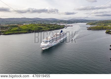 Killybegs, Ireland - May 16 2023: The Norwegian Star Leaving After Visiting Killybegs