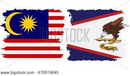 American Samoa And Malaysia Grunge Flags Connection, Vector
