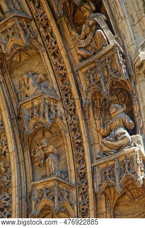 Vienne, France, May 26, 2023 : Detail Of Tympani Of Saint-maurice Cathedral, A Medieval Roman Cathol