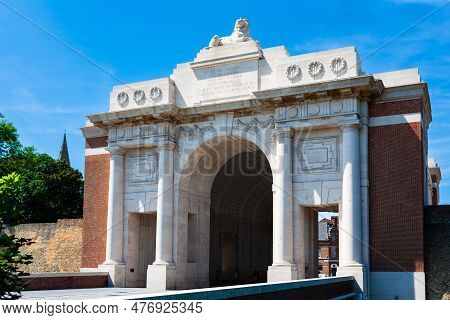 Ypres, Belgium - July 8, 2010 : Menen Gate (menenpoort). Iconic British War Memorial, Erected After 