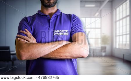 Torso Of A Man Young Man With Arms Crossed Against An Empty Office Space