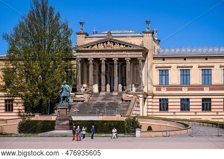 Schwerin, Germany - May 8, 2023: Staatliches Museum Schwerin, State Museum Schwerin, , Established B