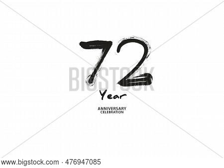 72 Year Anniversary Celebration Logotype On White Background For Poster, Banner, Flyer, Invitations 