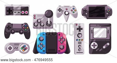Console Game Controller Set Collection Illustration Switch And Remote Control Technology Electronic 