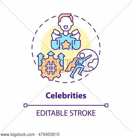 Celebrities Concept Icon. Famous People. Trend Setter. Public Relation. Opinion Leader. Social Media