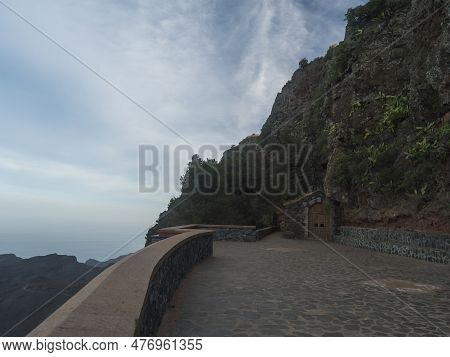 Small Stone Church Ermita Del Santo At Viewpoint Mirador Ermita Del Santo In Arure. View Towards The