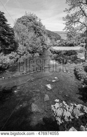 View From Malmsmead Bridge Of Badgeworthy Water And The Doone Valley In Exmoor National Park