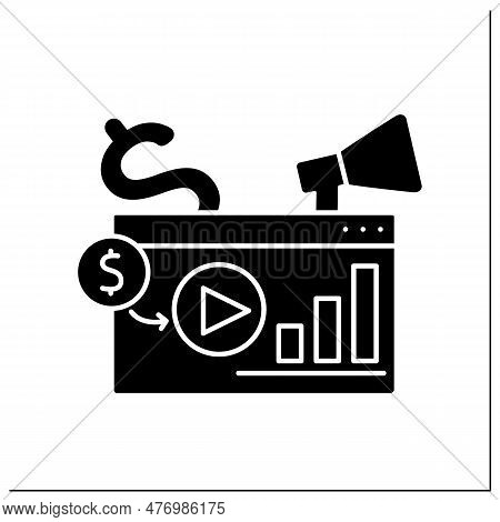 Roi Glyph Icon.return On Investment. Financial Ratio Illustrates Level Of Profitability Or Unprofita