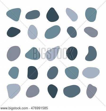 Pebble Vector Set. Cobble Stones Different Rounded Shapes Collection. Paving, Shingle Beaches Elemen